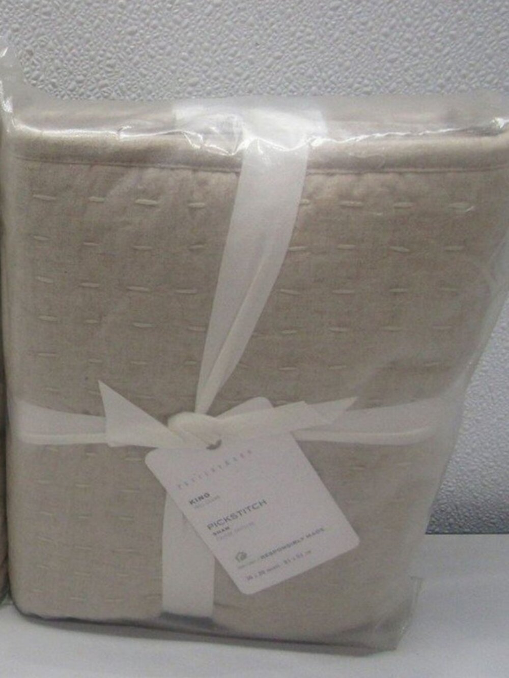 Pottery Barn Pickstitch Sham In Flax
